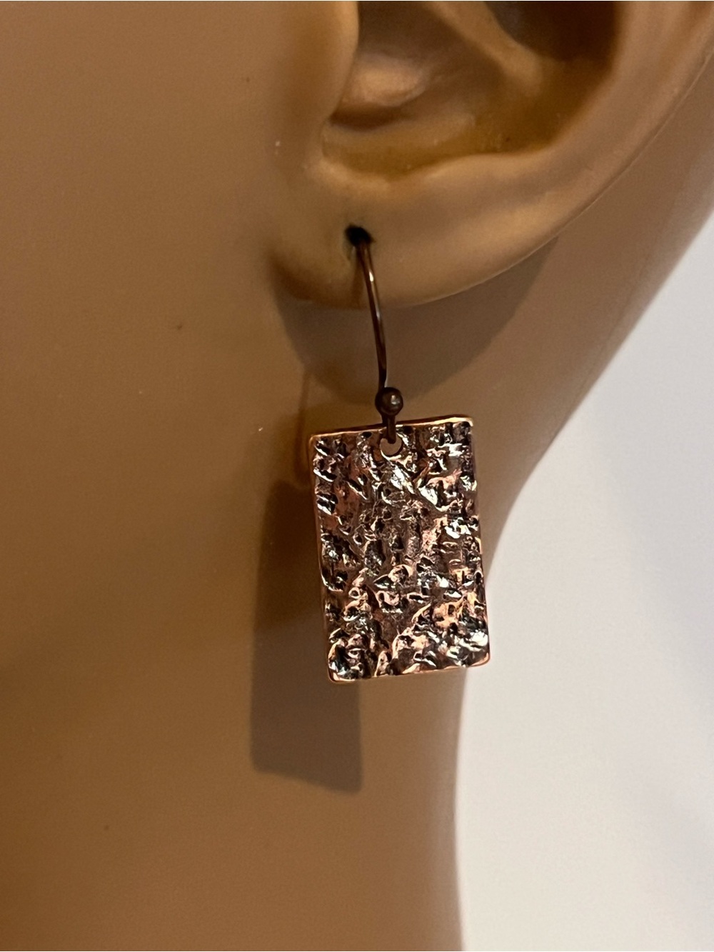 Hammered Copper Drop Earrings